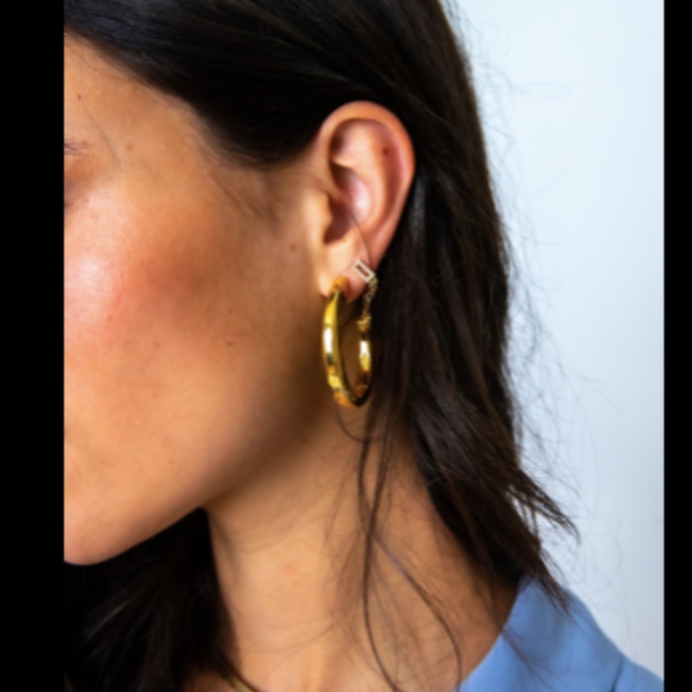 Luv AJ Gold Architecural statement hoop earrings